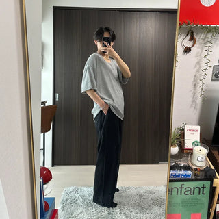 Nylon oversized wide-leg pants