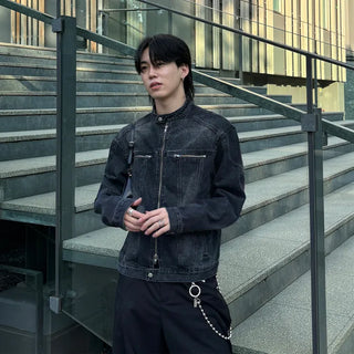 (Unisex) Washed Heavy Denim Jacket