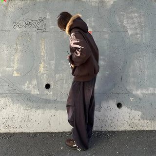 Lettering Hooded Zip-Up