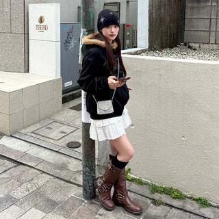 Lettering Hooded Zip-Up