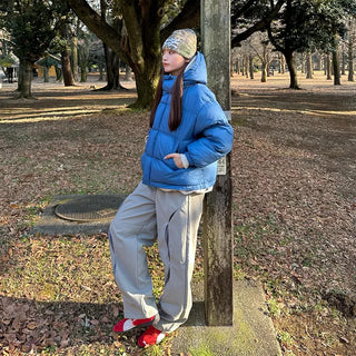 Hooded padded collar jacket