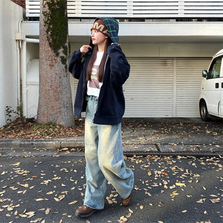 (Unisex) Vintage Wash Wide Fit Denim