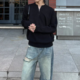 (Unisex) Minimalist Half-Zip Knit
