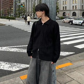 (Unisex) Double Zip-Up Fisherman Knit