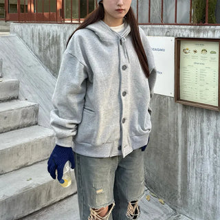 (Unisex) Button-up Hooded Parka