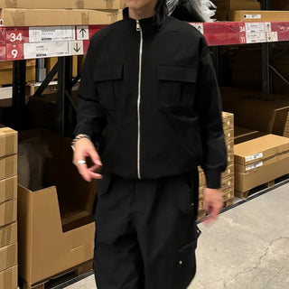 High-neck cargo pocket zip-up
