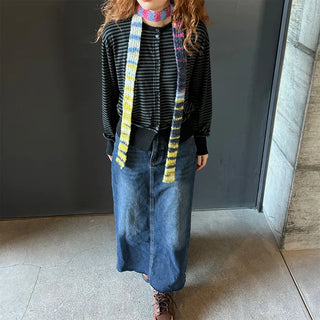 Denim long skirt
