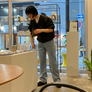 Double-knee denim pants