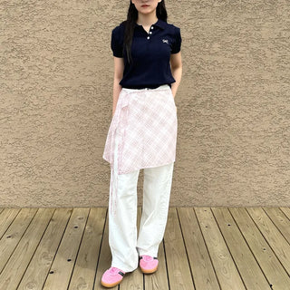 Checked layered skirt