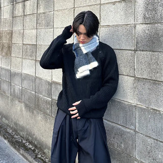 (Unisex) Button Mock Neck Raglan Knit