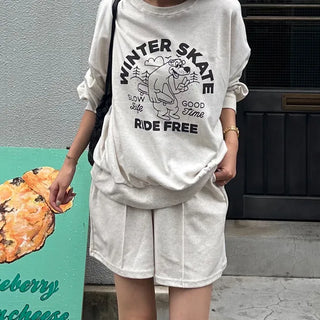 Printed oversized sweatshirt set
