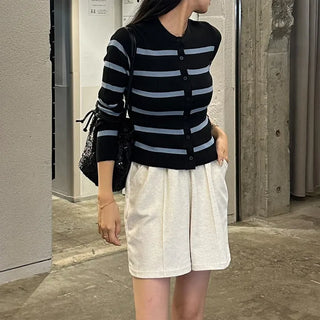 Striped Round Cardigan