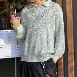 (Unisex) Bouclé Wool Collar Knitwear