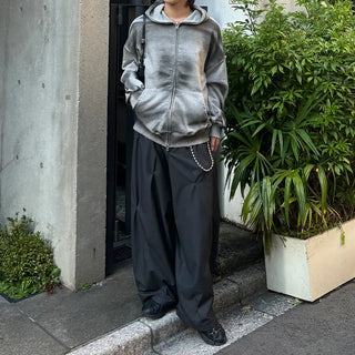 (Unisex) Vintage Wash Hooded Zip-Up