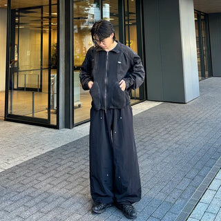(Unisex) Wide-leg pants with back pockets