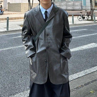 (Unisex) Daily Eco-Leather Single Jacket