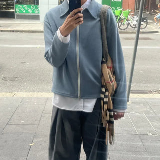 2-way zip knit cardigan