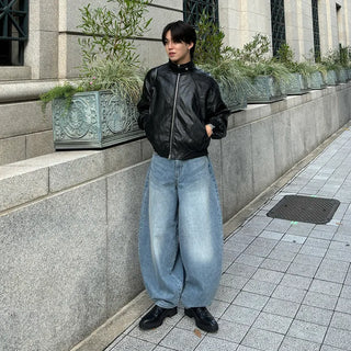 (unisex) Y2K Eyelet Eco Leather Jacket