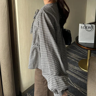 Ribbon check blouse