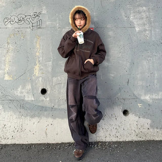 Lettering Hooded Zip-Up