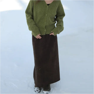 V-neck light wool cardigan