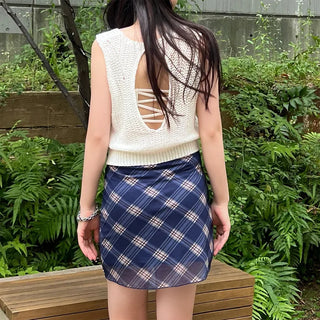 Back-cut low-gauge sleeveless knit