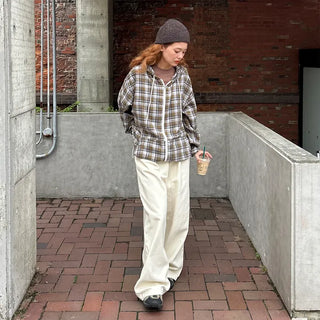 (Unisex) Check Hooded Zip-Up