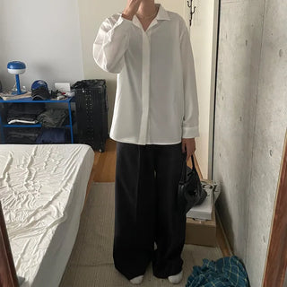 Hidden button open collar shirt