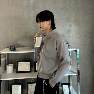(Unisex) Button-Up Short Collar Jacket