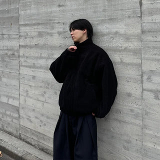 (Unisex) Boa Mock Neck Padded Blouson