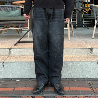 Biker Wide Denim Pants
