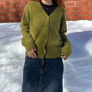 V-neck light wool cardigan