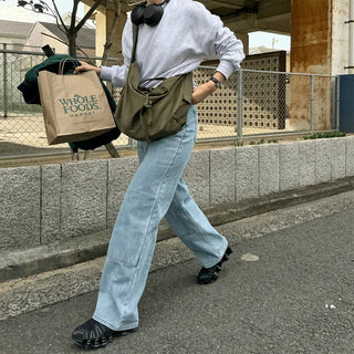 Double-knee denim pants