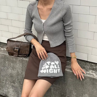 Ribbed two-button cardigan