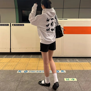 Cat back print hooded sweatshirt