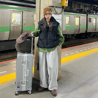 (Unisex) Two-pleat drawstring pants