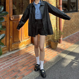Faux Leather Oversized Coat Jacket