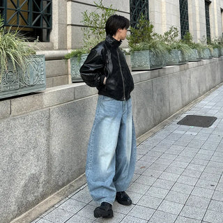 (unisex) Y2K Eyelet Eco Leather Jacket