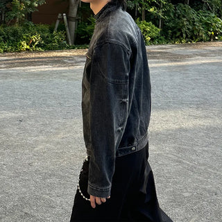 (Unisex) Washed Heavy Denim Jacket