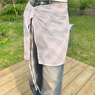 Checked layered skirt