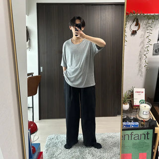Nylon oversized wide-leg pants
