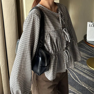 Ribbon check blouse