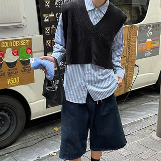 Two-tone striped pocket shirt