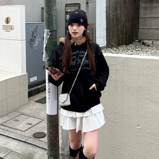 Lettering Hooded Zip-Up