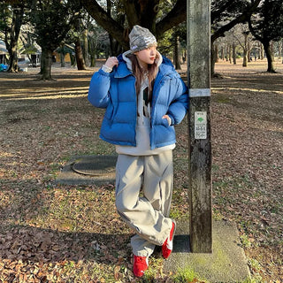 Hooded padded collar jacket