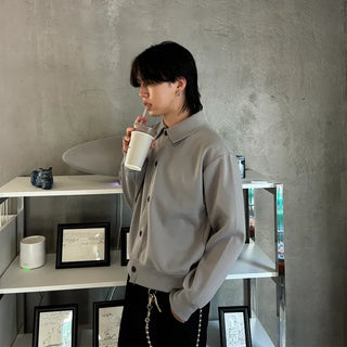 (Unisex) Button-Up Short Collar Jacket