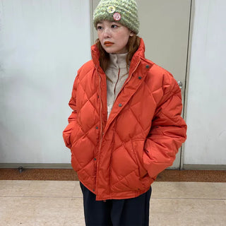(Unisex) High-Neck Quilted Padded Jacket