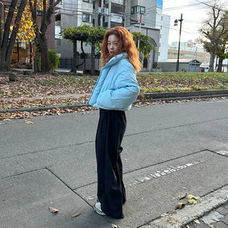 Colorful Hooded Cropped Padded Jumper