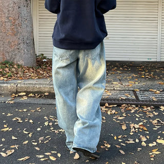 (Unisex) Vintage Wash Wide Fit Denim