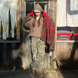 Hooded Cable Zip-Up Knit